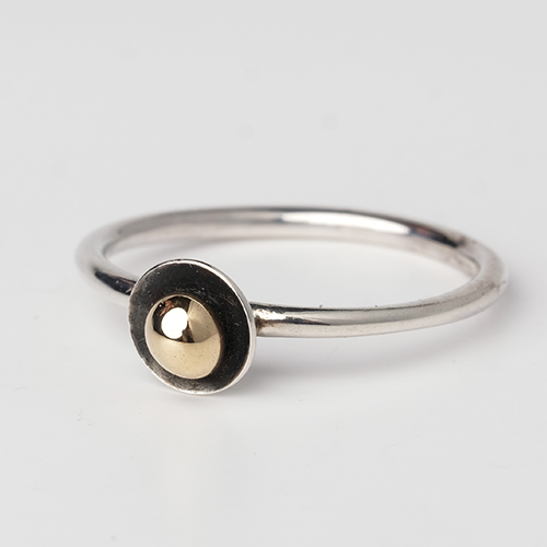 sølv ring guldkugler