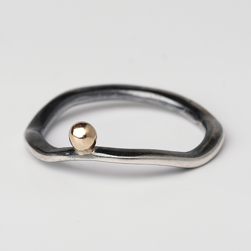 sølv ring guldkugler