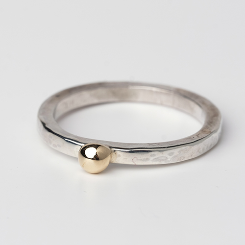 sølv ring guldkugler